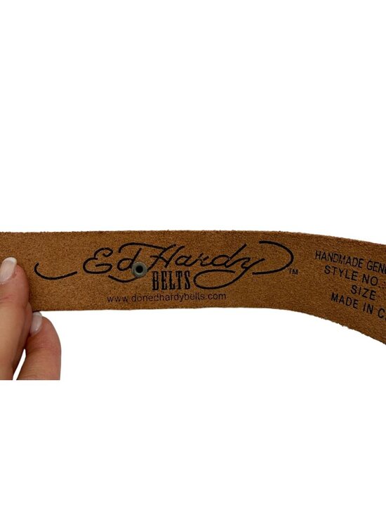 Ed Hardy 90s Y2K Vintage Leather Belt Panther Spell Out Floral Unisex Size S main image 6